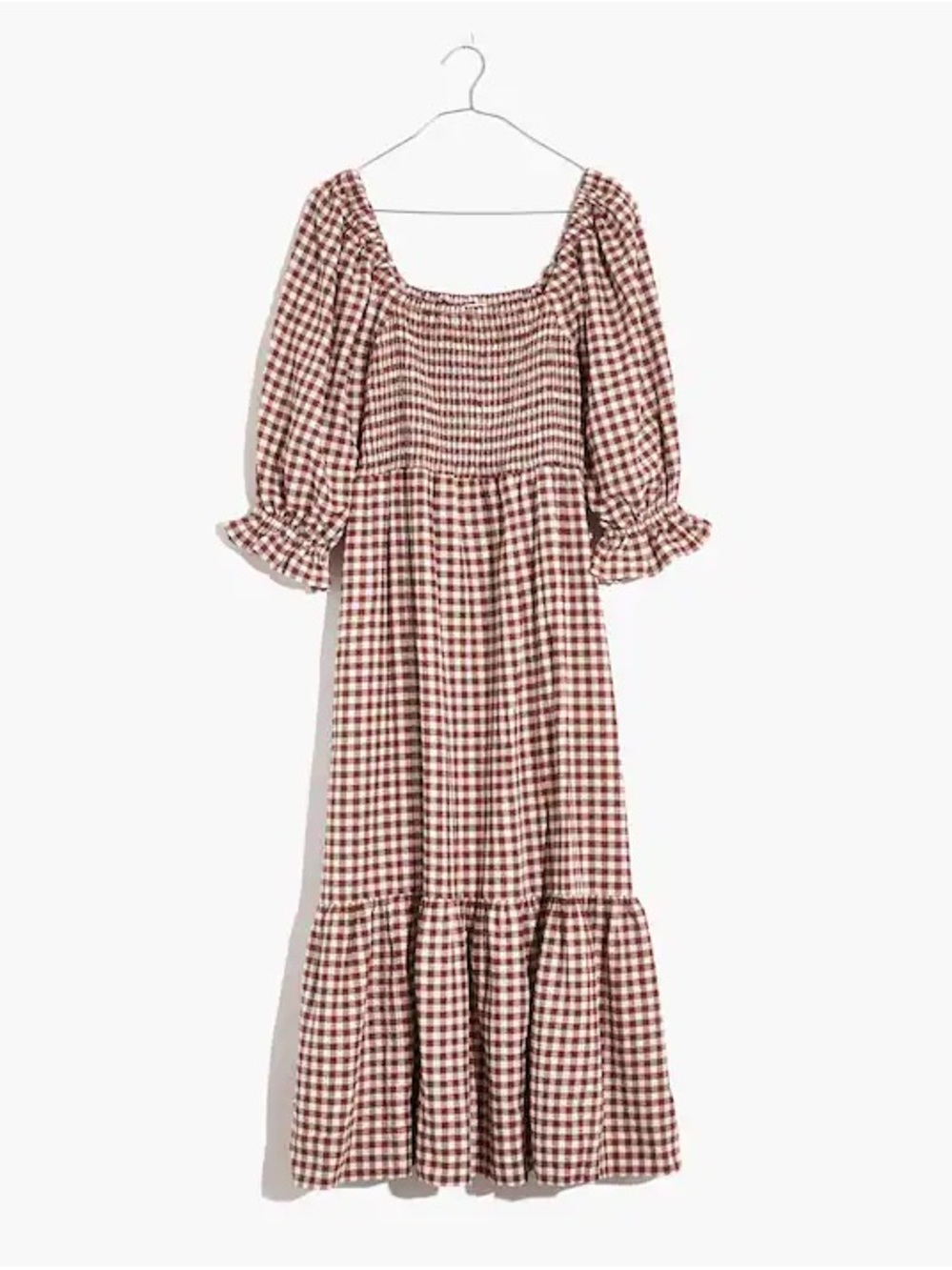 Madewell Smocked Gingham Midi Dress size small